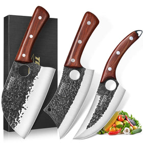 Topfeel Serbian chef knife 7-inch blade for precise slicing and mincing.