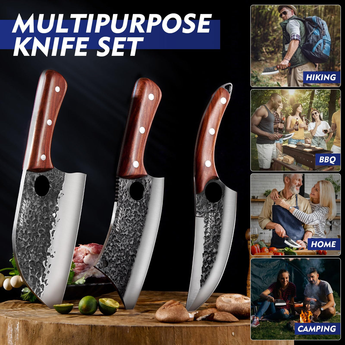 Topfeel Viking knife 6.5-inch blade versatile for chopping and deboning.