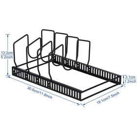 Toplife adjustable dividers with seven compartments securely hold lid sizes.