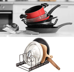 Toplife cabinet and countertop storage rack keeps kitchen essentials organized.