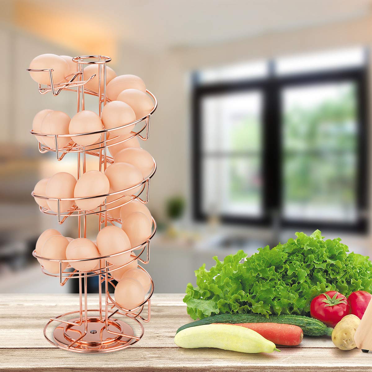 Toplife rotating rack keeps eggs visible and workspace tidy