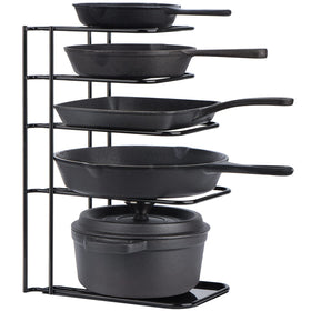 Toplife heavy-duty pan organizer shown in a cabinet for durable storage and easy access.