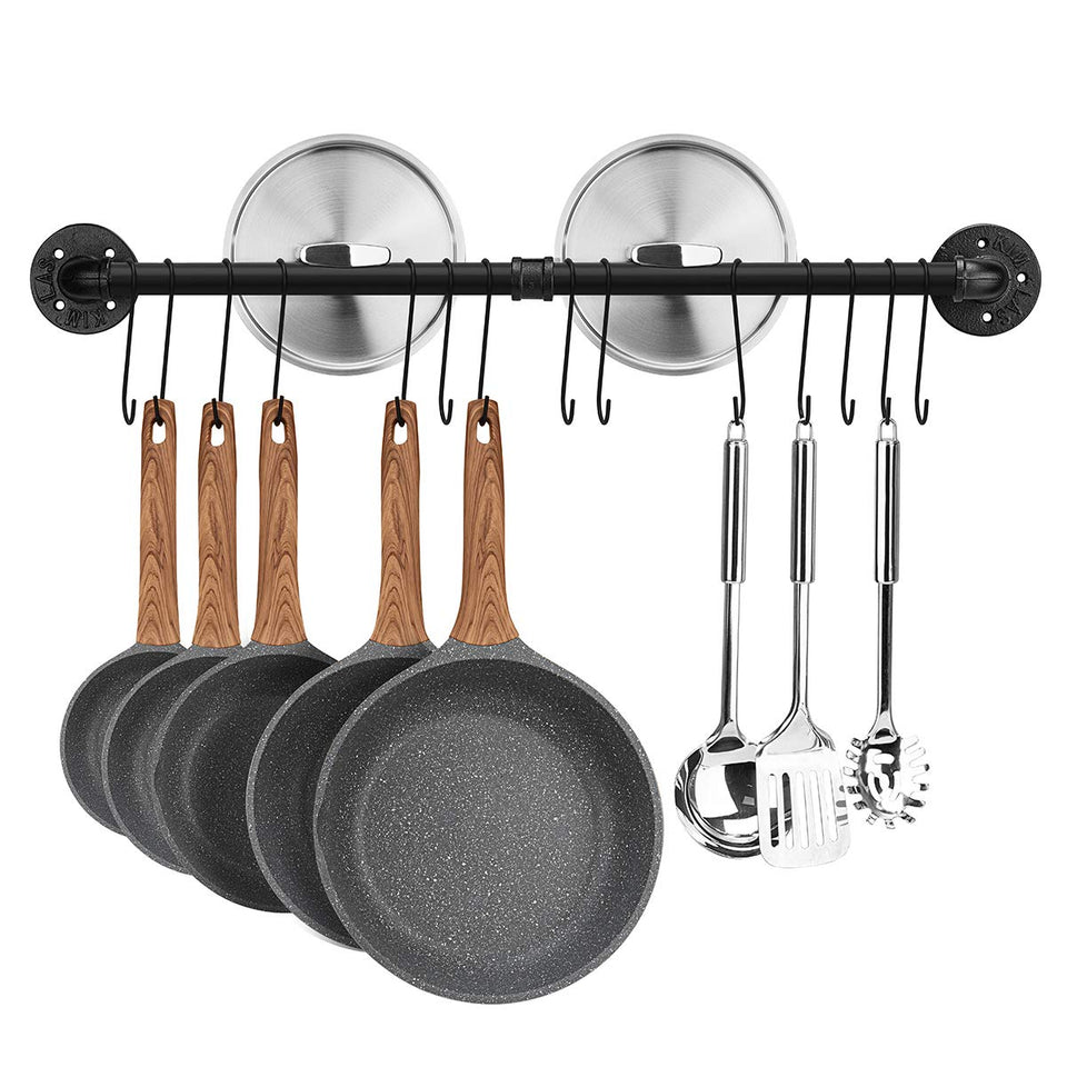 Toplife pot rack 315-inch wall mount shows sturdy cookware organization.