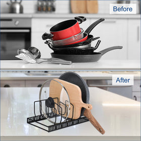 Toplife space-saving rack on countertop frees cabinet space for easier prep.