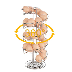 Toplife spiral design egg dispenser holds up to 36 eggs attractively.