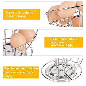 Toplife silver egg rack features 360-degree rotation for easy access.