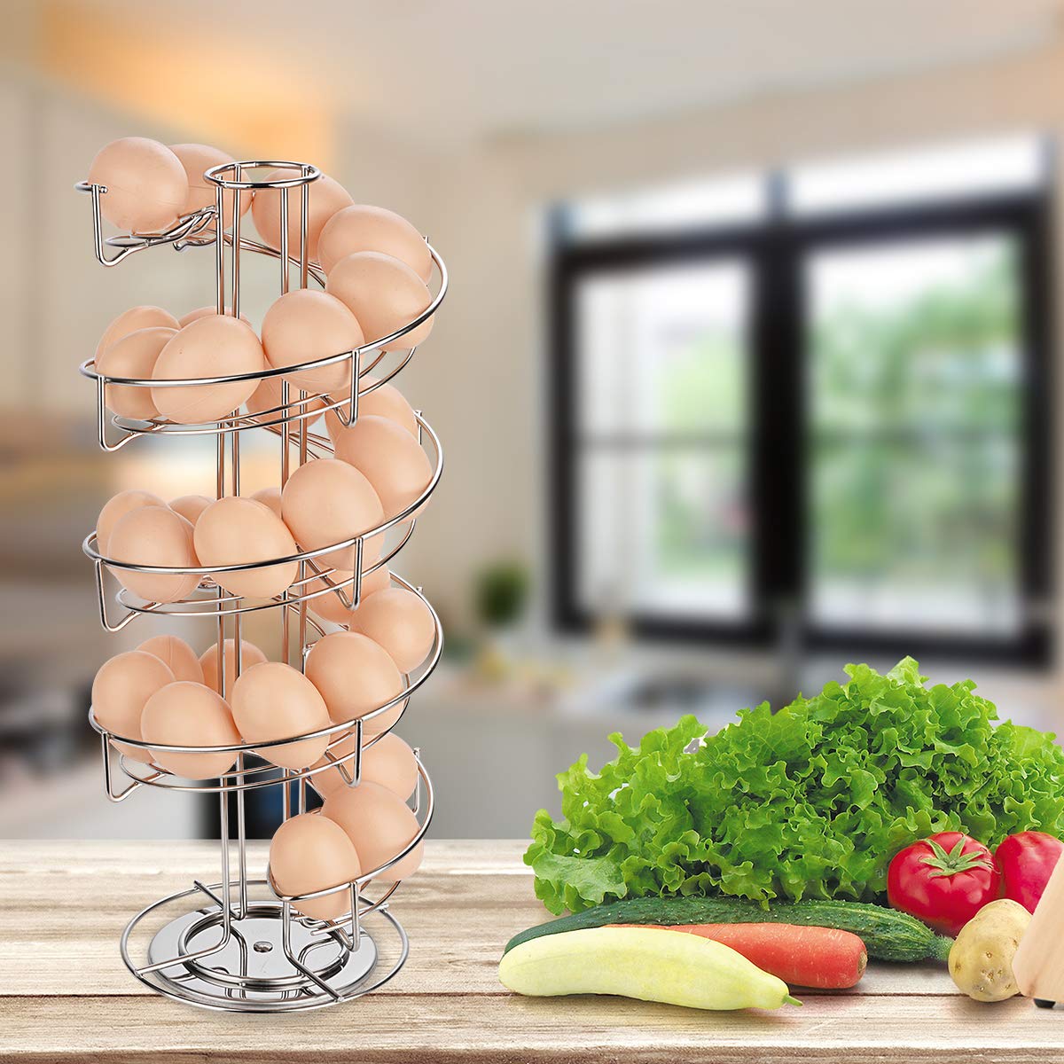 Toplife stainless steel rack blends with modern kitchen decor.