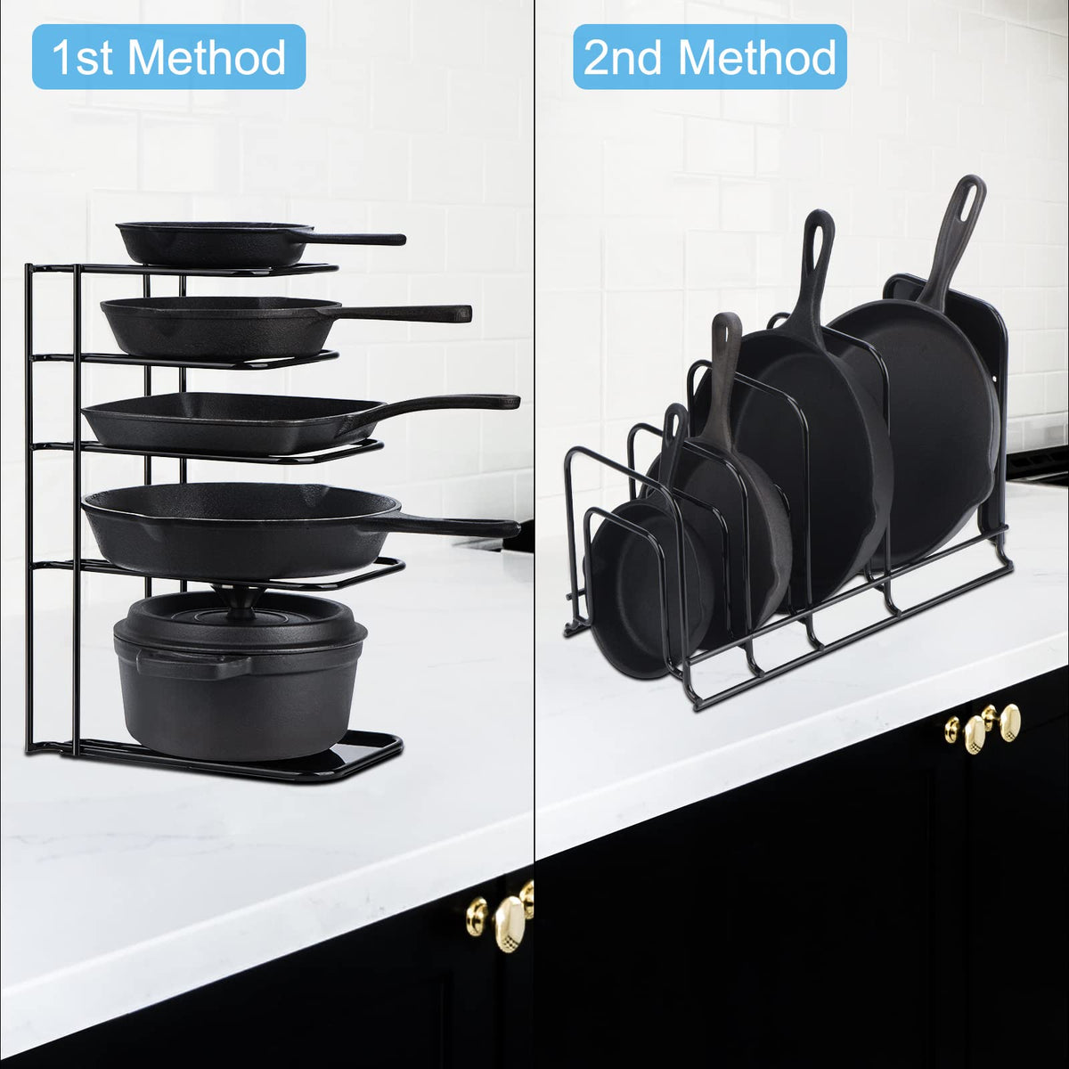 Toplife sturdy steel construction highlights durable, rust-proof support for heavy skillets.