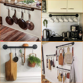 Toplife wall-mounted kitchen storage keeps a neat, accessible cooking area.