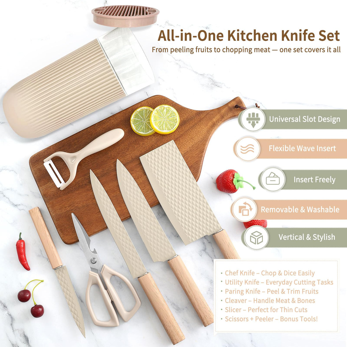 TOPLUCKY 8-inch chef knife slicing with precision.