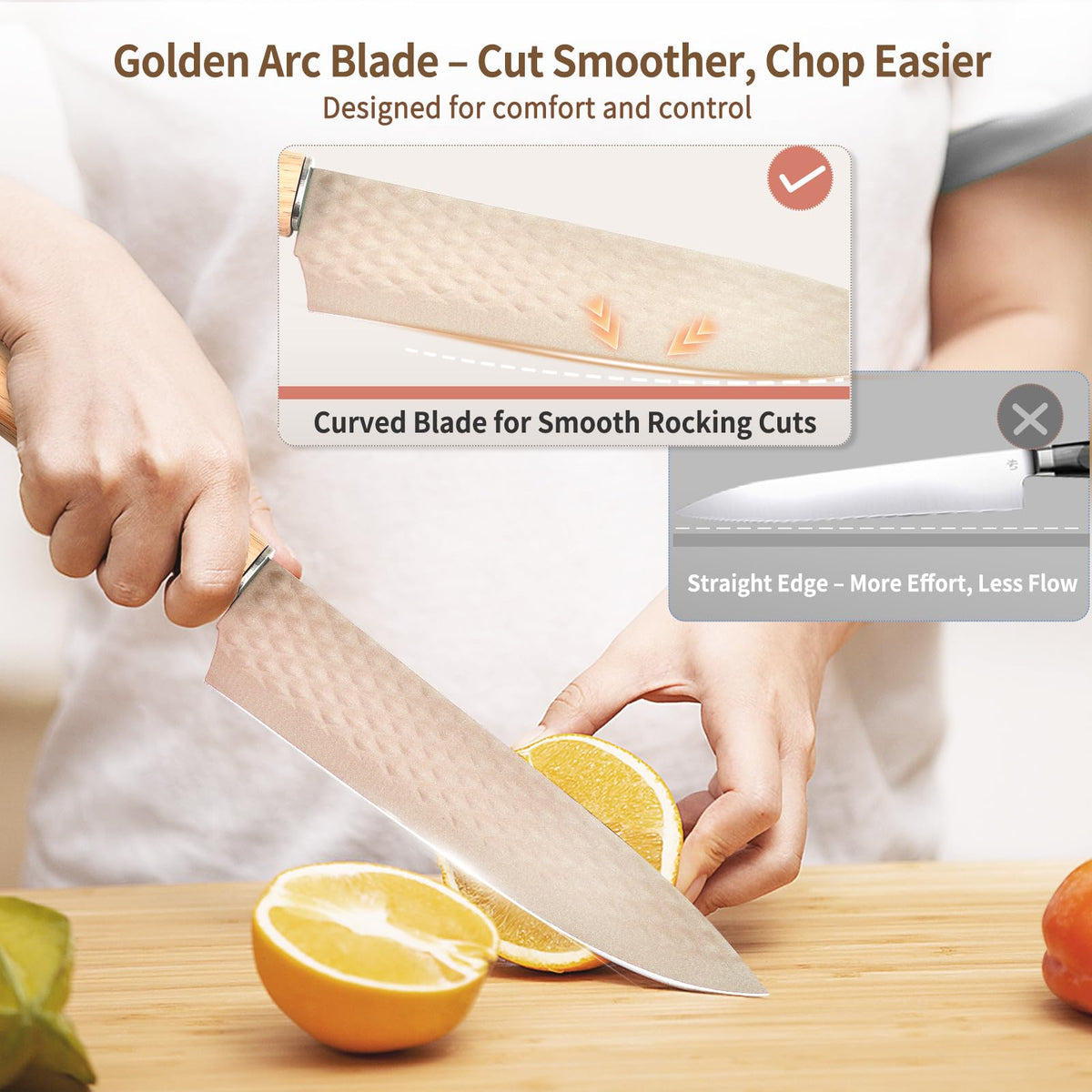 TOPLUCKY 7-inch cleaver in action for clean cuts.