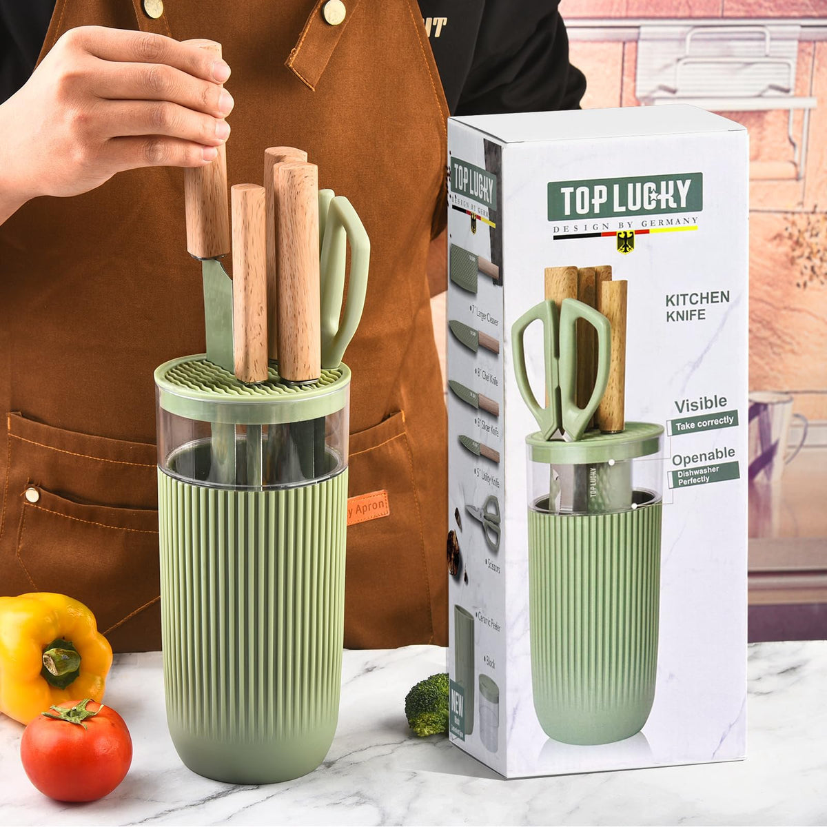 TOPLUCKY high-carbon stainless steel blades resist wear for lasting sharpness.