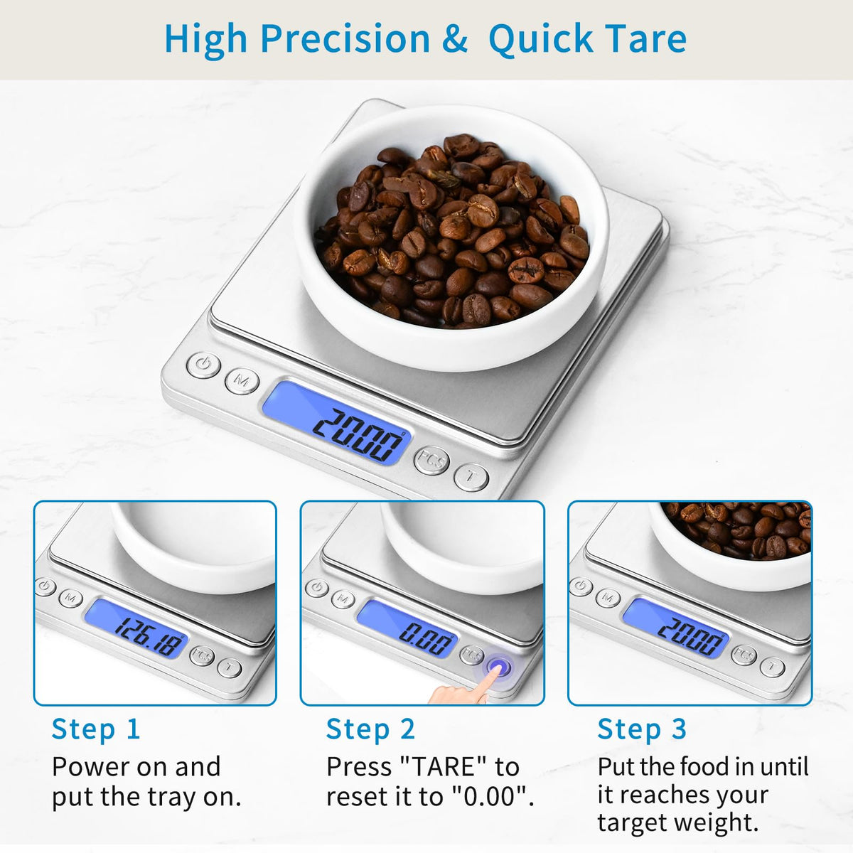 Toprime scale includes two trays for messy items and stable measuring.