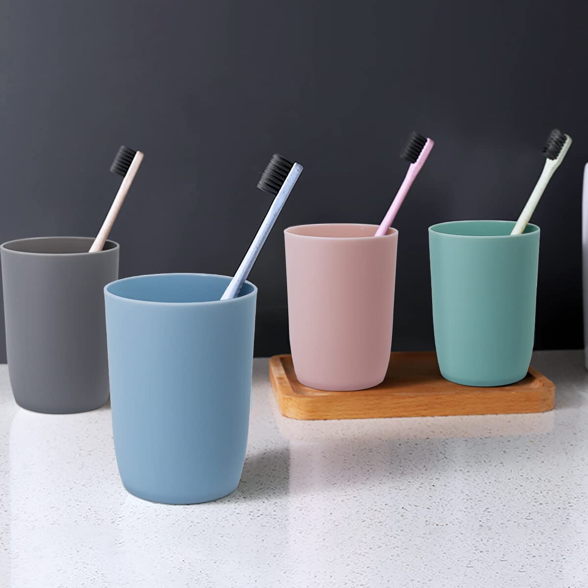 Topsky mouthwash cup 4-pack ready for bathroom routines and quick rinses.