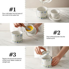 Toptier porcelain butter keeper is dishwasher safe and easy to clean