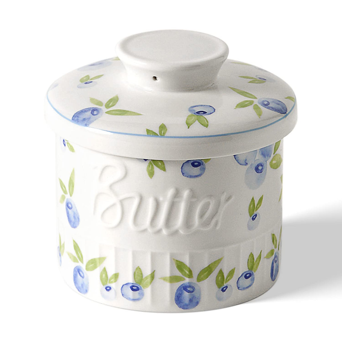 Toptier butter crock with water line keeps butter soft on the counter for easy spreading