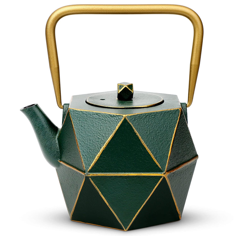 Toptier cast iron teapot with diamond design for even heat and rich flavor
