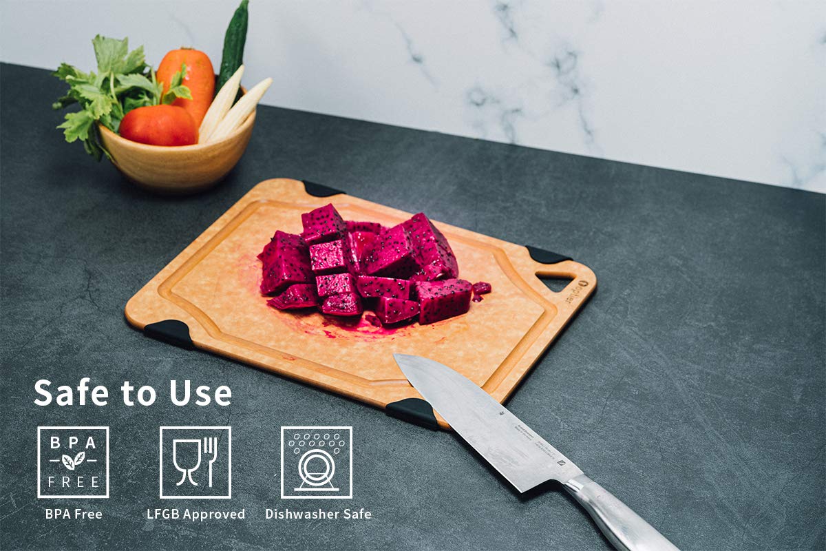 Toptier cutting board juice groove keeps counters clean