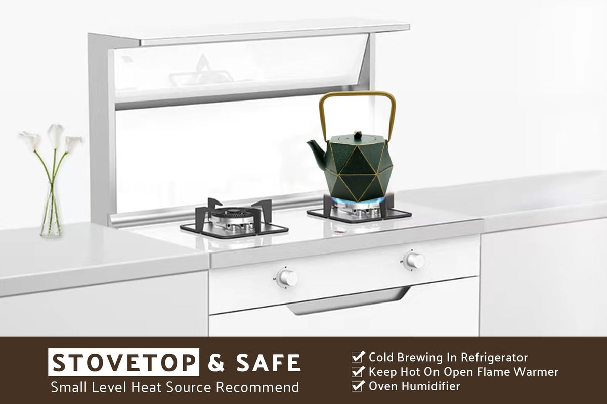 Toptier dark green enamel finish adds classic style