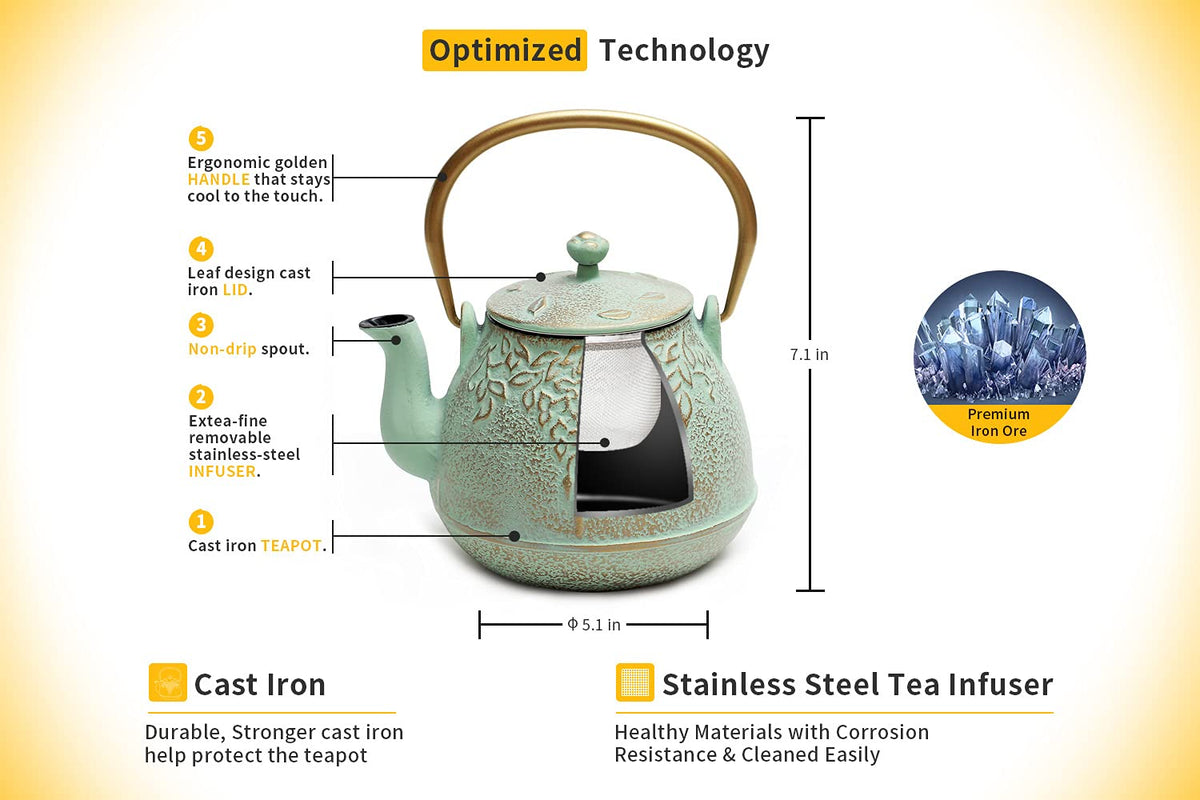 TOPTIER teapot enamel interior closeup preserves true tea taste