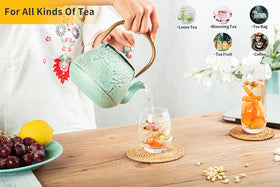 TOPTIER teapot ergonomic handle and curved spout for precise pouring