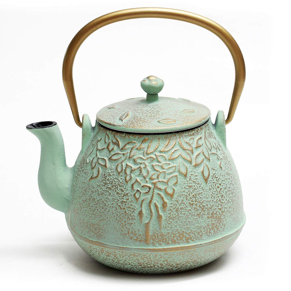 TOPTIER teapot leaf pattern front view for elegant daily tea service