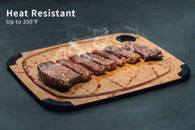 Toptier wood fiber board doubles as an elegant serving tray for plates.