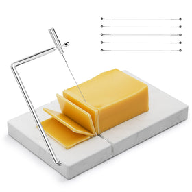 TOPULORS Cheese Slicer on marble board delivering precise cheese slices.