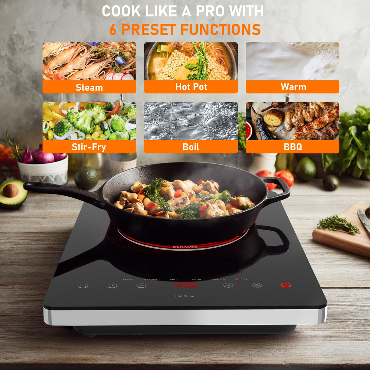 TOPWISH built-in timer and child lock for safe cooking
