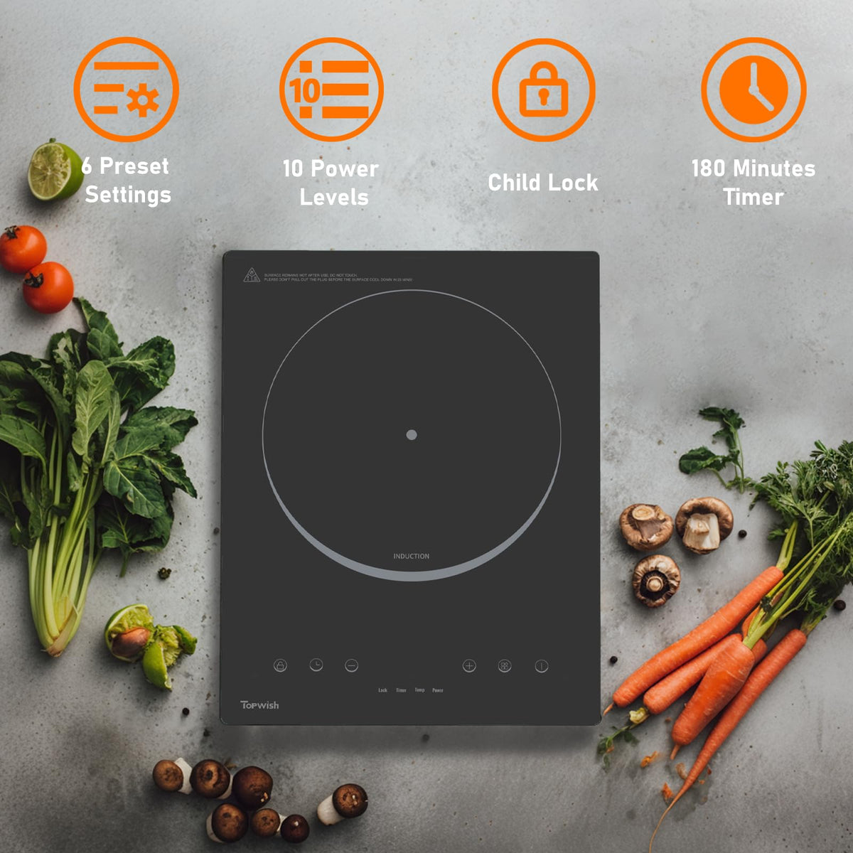 TOPWISH residual heat indicator helps monitor cooking progress