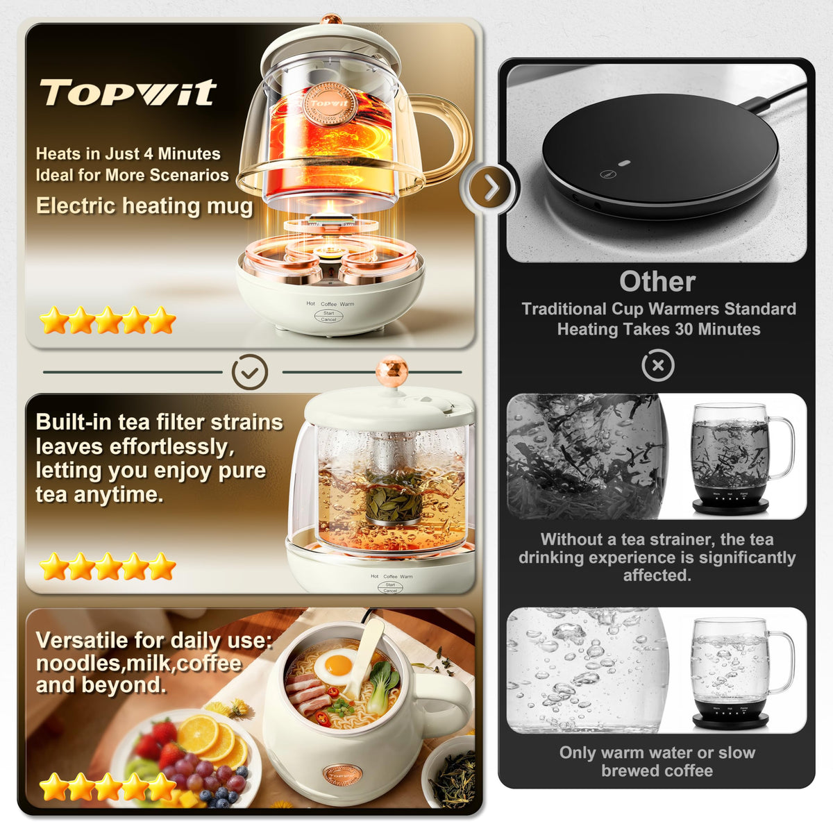 TopWit 14oz cup with tea infuser for quick brews on the go