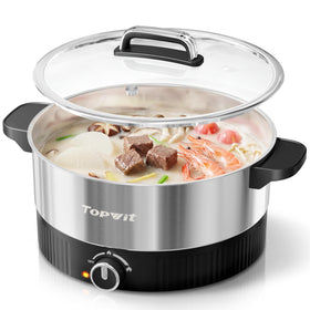 TopWit 4.5L hot pot front view showcases family-friendly capacity for gatherings.
