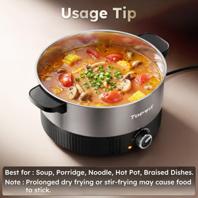 TopWit dual-heat settings image demonstrates versatile control for simmering and boiling.