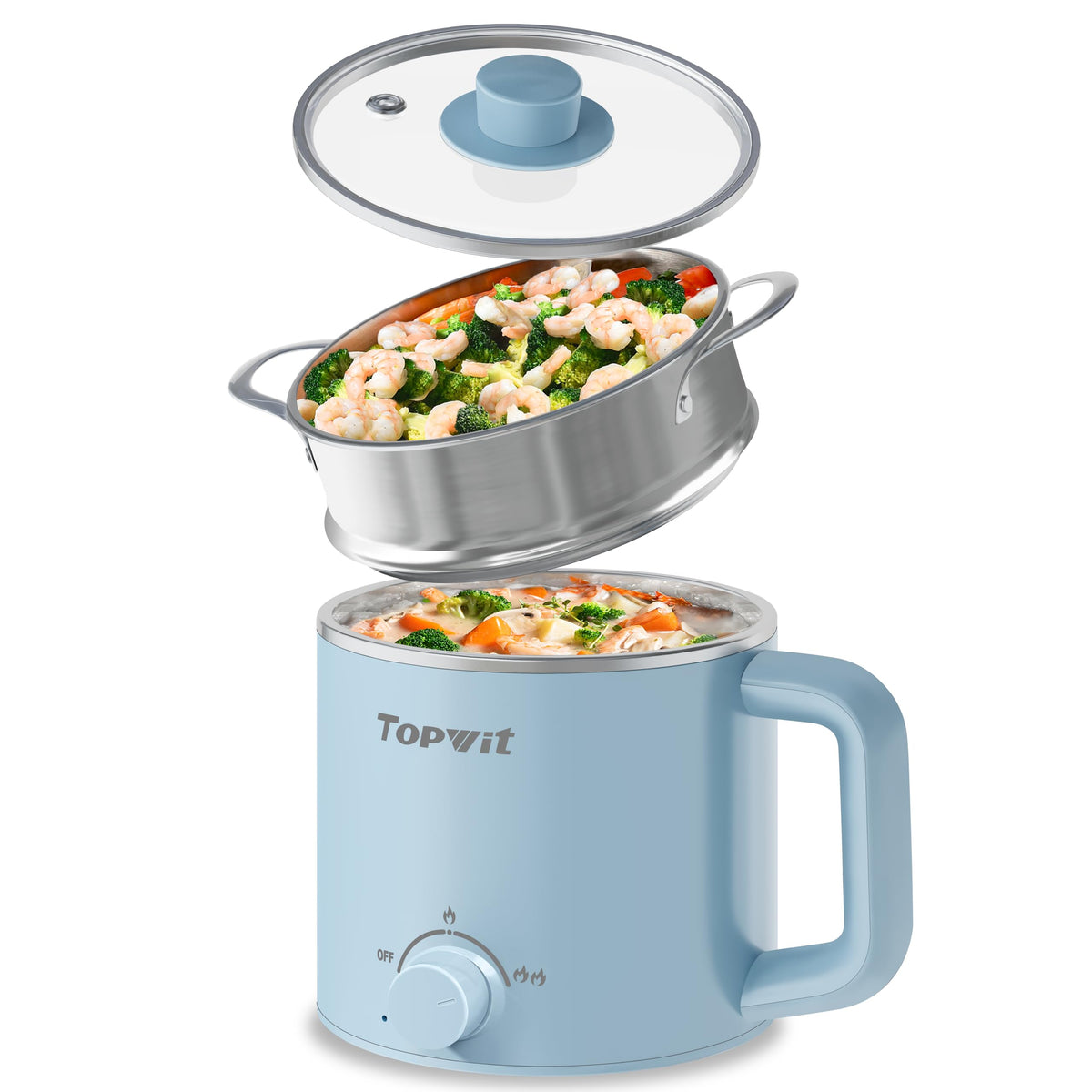 TopWit dual power control enables fast boiling and precise simmering.