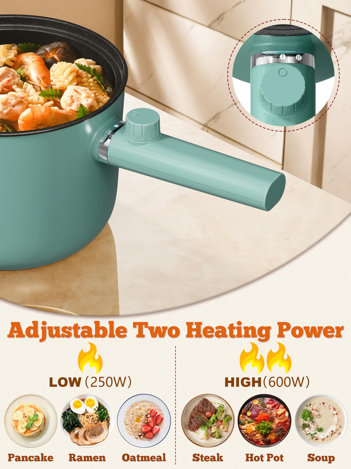 Topwit dual power control enables precise cooking from oats to searing.