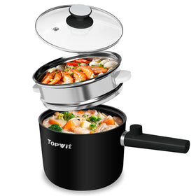 TopWit hot pot electric with steamer showcases versatile meals and easy steam cooking