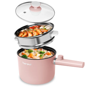 Topwit hot pot electric with steamer showing even heat for quick meals