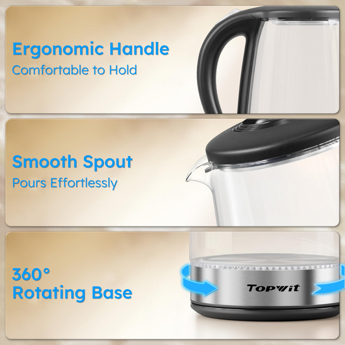 TopWit kettle large opening for easy cleaning