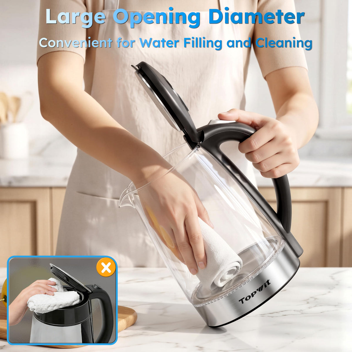 TopWit kettle stay-cool handle for safe lifting
