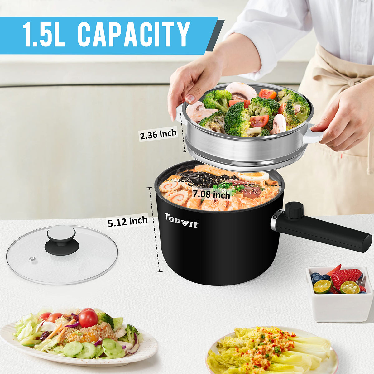 TopWit non-stick sauté pan saves oil and makes cleanup simple