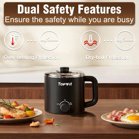 Topwit 1.6L capacity fits meals for 1–2 people.