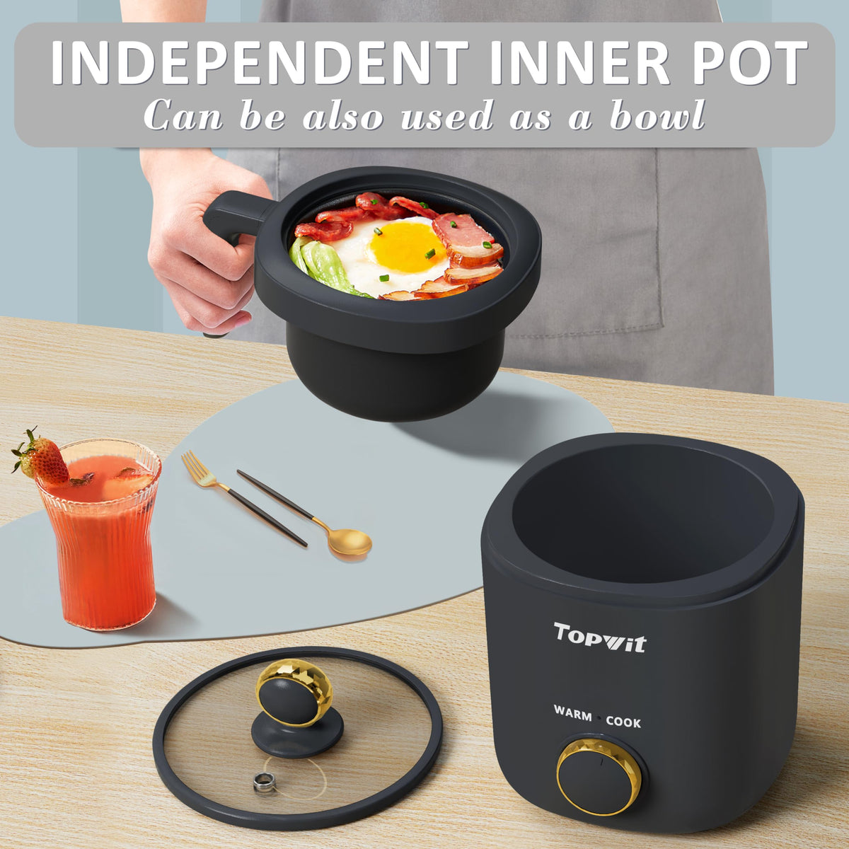 TopWit rice cooker glass lid view to monitor cooking