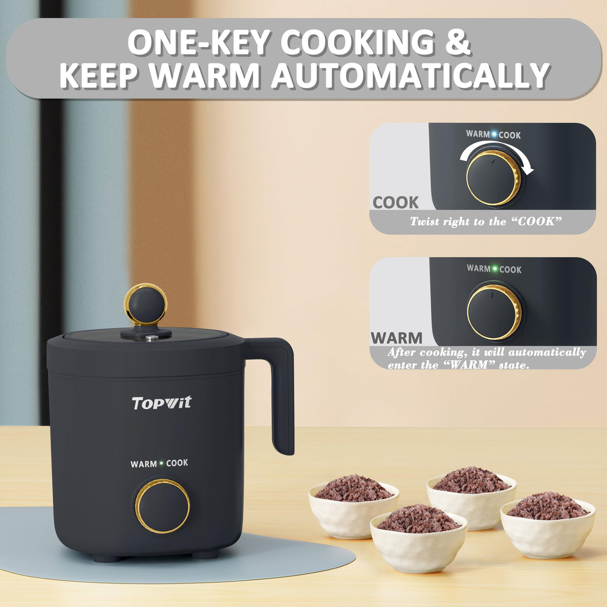 TopWit non-stick inner pot enables easy cleanup and durable use