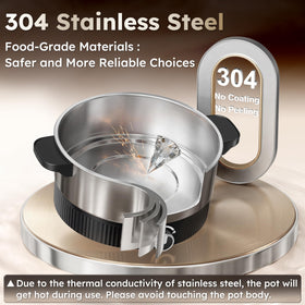 TopWit stainless-steel inner pot close-up emphasizes durable, non-toxic cookware for daily use.