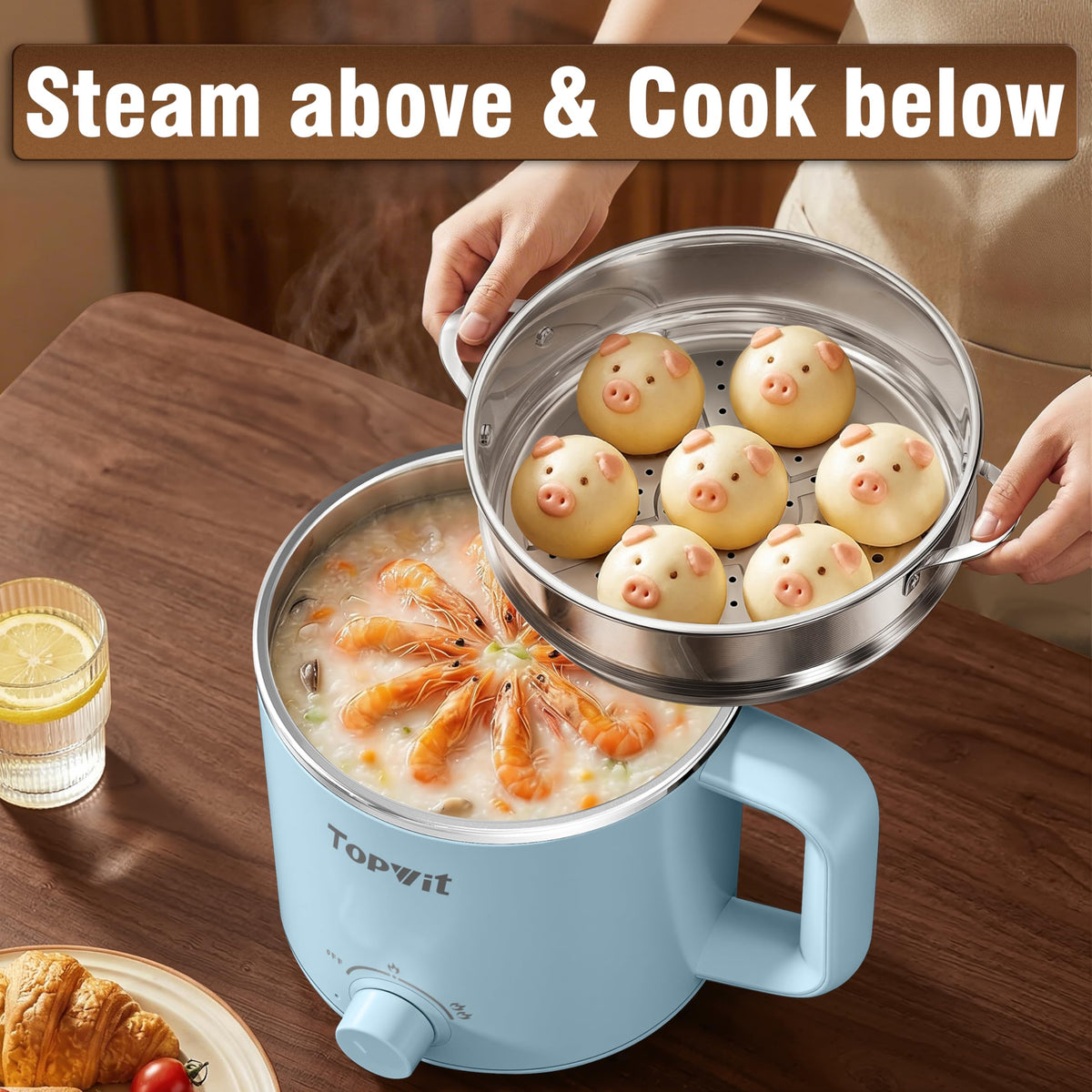 TopWit steamer capable design for simultaneous steaming and boiling.