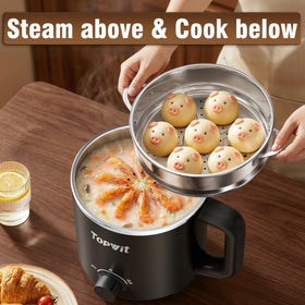 Topwit steamer feature enables simultaneous steaming and boiling for nutritious meals.