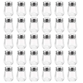 TOPZEA 30-pack mini salt and pepper shakers in clear glass for easy identification.