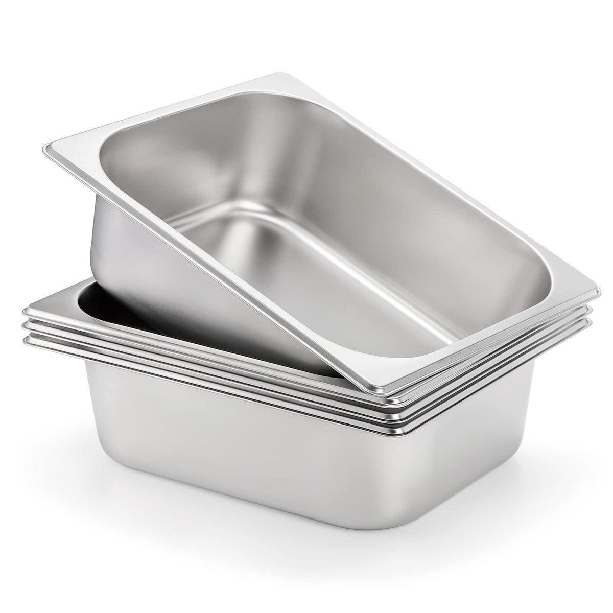 TopZEA half-size steam table pan stacked for storage, nestable design saves kitchen space.