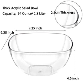 TOPZEA large 9.25 inch square salad bowls showcase greens with 94oz capacity.