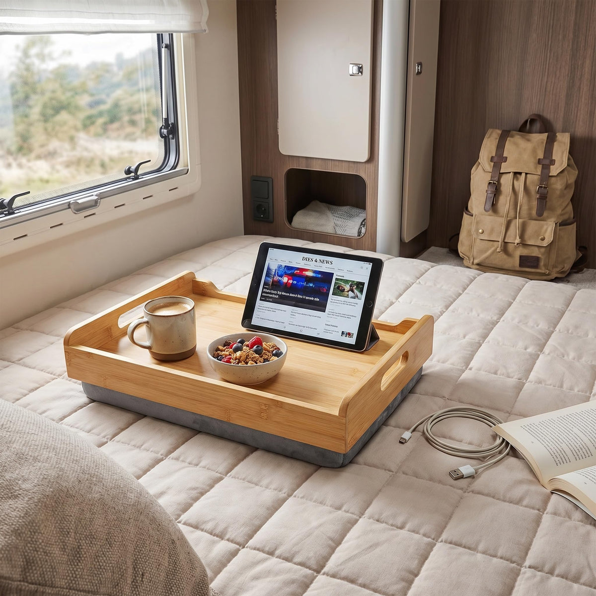TOPZEA portable meal tray ideal for couch, bed, or car.